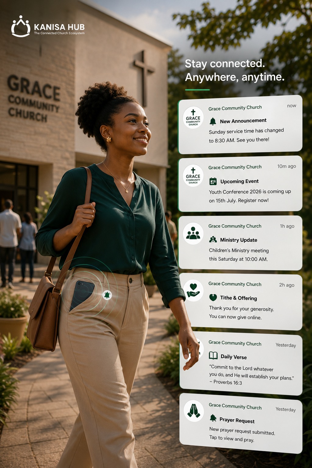 Church mobile app home screen
